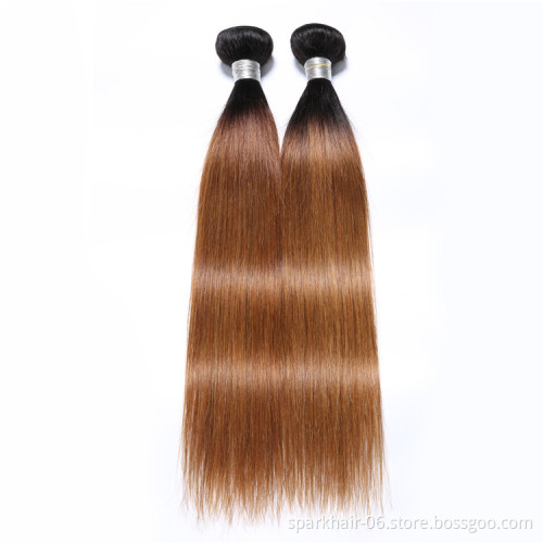 9a 100g SPARK Remy Human Hair Weaving Bundle for Women Weave Hair Extension Brazilian Ombre Black Brown Straight 1b/30